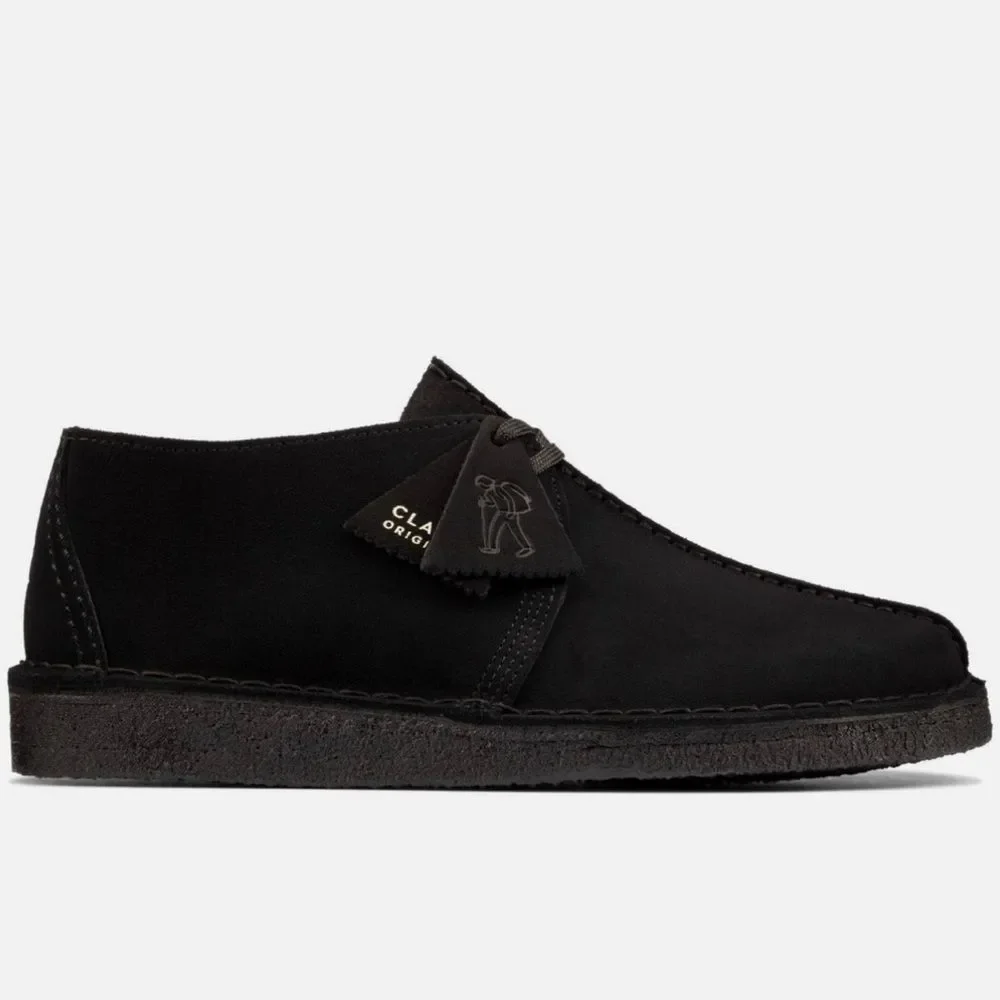 Men's Clarks Desert Trek Originals Vintage Suede Black Sz 8